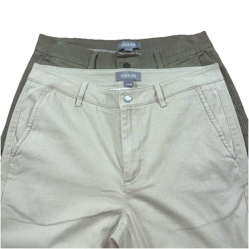 Ash & Erie Pants Mens 31x26 Chino Zip Fly Casual Pockets Preppy Lot Of 2